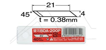 NT CUTTER CUCHILLAS RECAMBIO PRECISIÓN DE 4 MM RECAMBIO BDA-200P - 45 GRADOS - DISPENSADOR 40 HOJAS