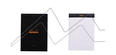 RHODIA BLOC DE NOTAS CON 80 HOJAS LISAS MICROPERFORADAS - 80 G TAPA NEGRA GRAPADA