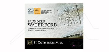 SAUNDERS WATERFORD BLOC ACUARELA BLANQUEADO 300G - HIGH WHITE - GRANO GRUESO 20 HOJAS 4 LADOS