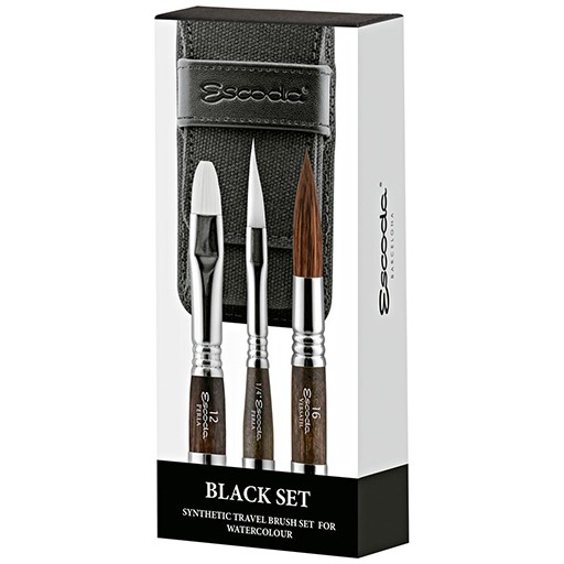 ESCODA ESTUCHE TELA PINCELES DE BOLSILLO - BLACK SET SERIE 1272