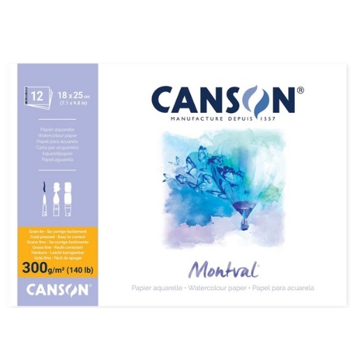 CANSON MONTVAL BLOC ACUARELA 300 G ENCOLADO 1 LADO