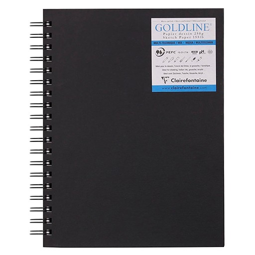 CLAIREFONTAINE GOLDLINE CUADERNO ESPIRAL MICROPERFORADO PAPEL BLANCO MULTITÉCNICA 250 G