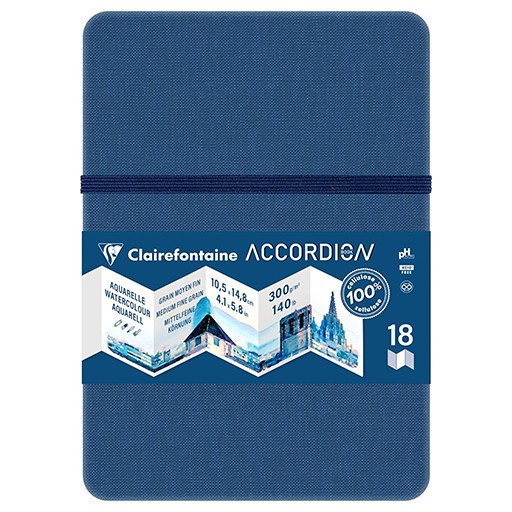 CLAIREFONTAINE CUADERNO ACORDEÓN PAPEL ACUARELA 300 G