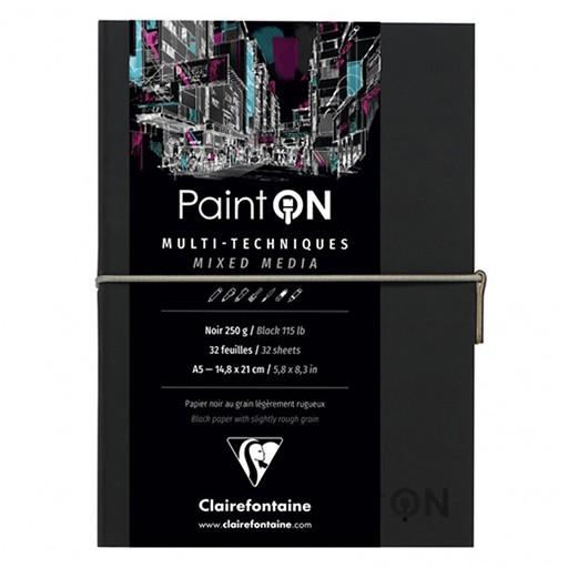 CLAIREFONTAINE CUADERNO PAINT ON NEGRO ENCUADERNACIÓN COSIDA PAPEL NEGRO MULTITÉCNICAS 250 G