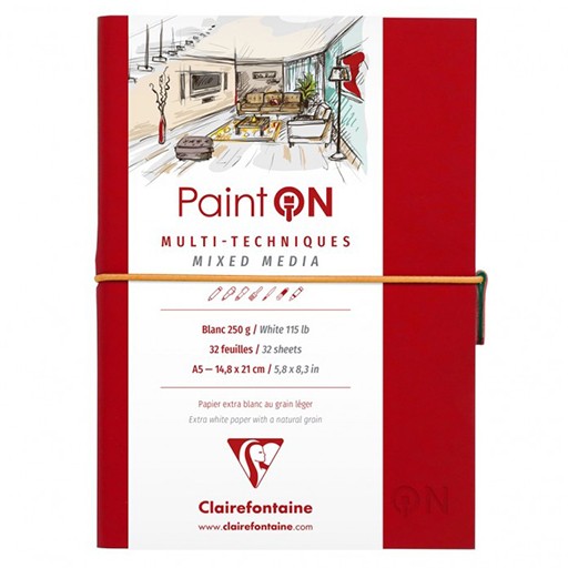 CLAIREFONTAINE CUADERNO PAINT ON ROJO ENCUADERNACIÓN COSIDA PAPEL EXTRA BLANCO MULTITÉCNICAS 250 G