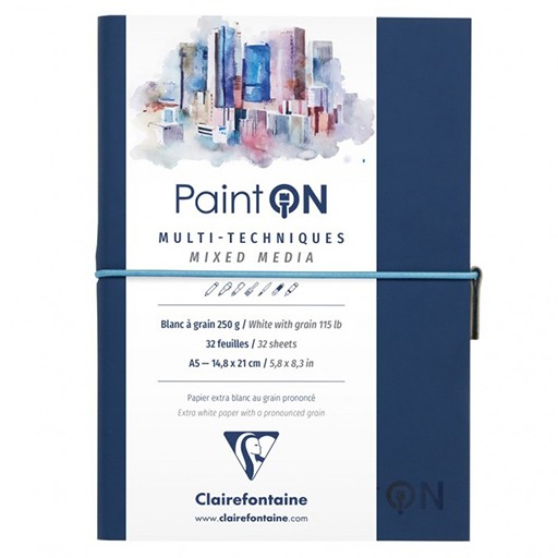 CLAIREFONTAINE CUADERNO PAINT ON AZUL ENCUADERNACIÓN COSIDA PAPEL BLANCO MULTITÉCNICAS 250 G