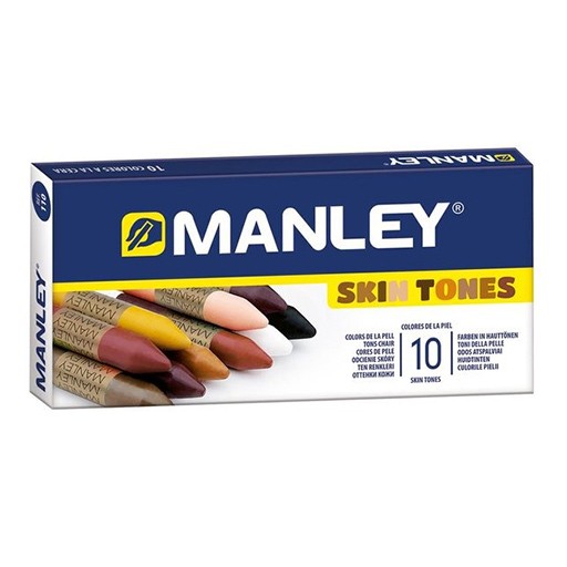 MANLEY CAJA CARTÓN SKIN TONES CON 10 CERAS COLORES TONOS PIEL