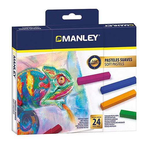 MANLEY CAJA SOFT PASTELS CON 24 BARRAS PASTELES SUAVES