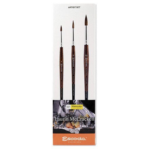 ESCODA SET 3 PINCELES ACUARELA LAURIN MCCRACKEN SERIE 8620-1