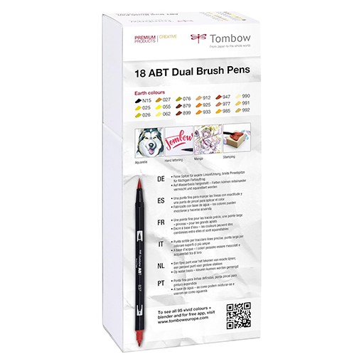 TOMBOW DUAL BRUSH SET 18 ROTULADORES DE DOBLE PUNTA COLORES TIERRA