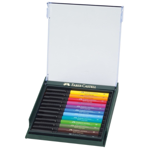 FABER-CASTELL ESTUCHE 12 ROTULADORES PITT PEN PUNTA PINCEL - COLORES BRILLANTES