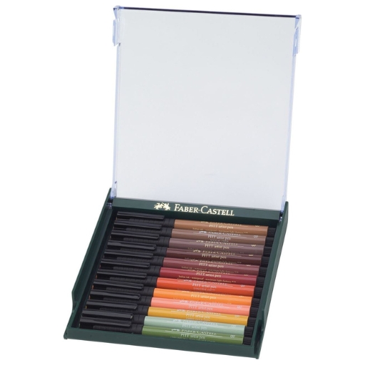 FABER-CASTELL ESTUCHE 12 ROTULADORES PITT PEN PUNTA PINCEL - TONOS TIERRA