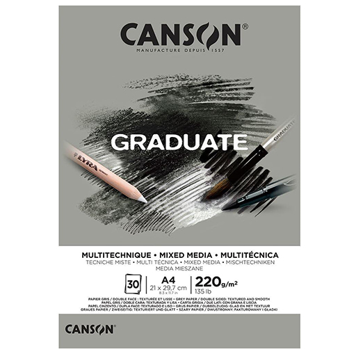 CANSON GRADUATE BLOC MIX MEDIA OCRE - GRIS 220 G