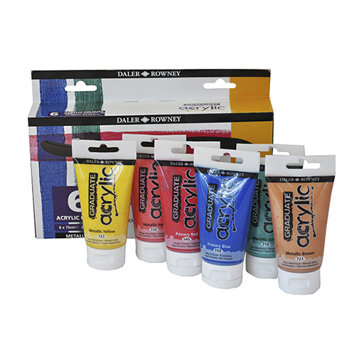 DALER ROWNEY SET METALLIC GRADUATE ACRYLIC 6 X 75 ML