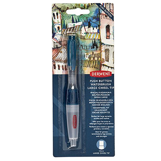 DERWENT WATERBRUSH PINCEL LARGE CHISEL TIP CON DEPÓSITO Y PULSADOR