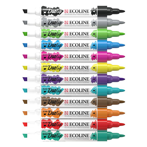 ECOLINE DUOTIP PEN - ESTUCHE ROTULADOR TINTA BASE AGUA 12 COLORES