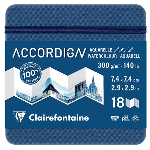 CLAIREFONTAINE CUADERNO ACORDEÓN PAPEL ACUARELA 300 G