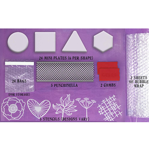 GELLI ARTS ASSORTED CLASS PACK OF 24 MINI PLATES - PACK VARIADO DE 24 PLANCHAS PARA IMPRESIÓN